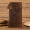 Vintage Leather Bifold Wallet with Metal Chain