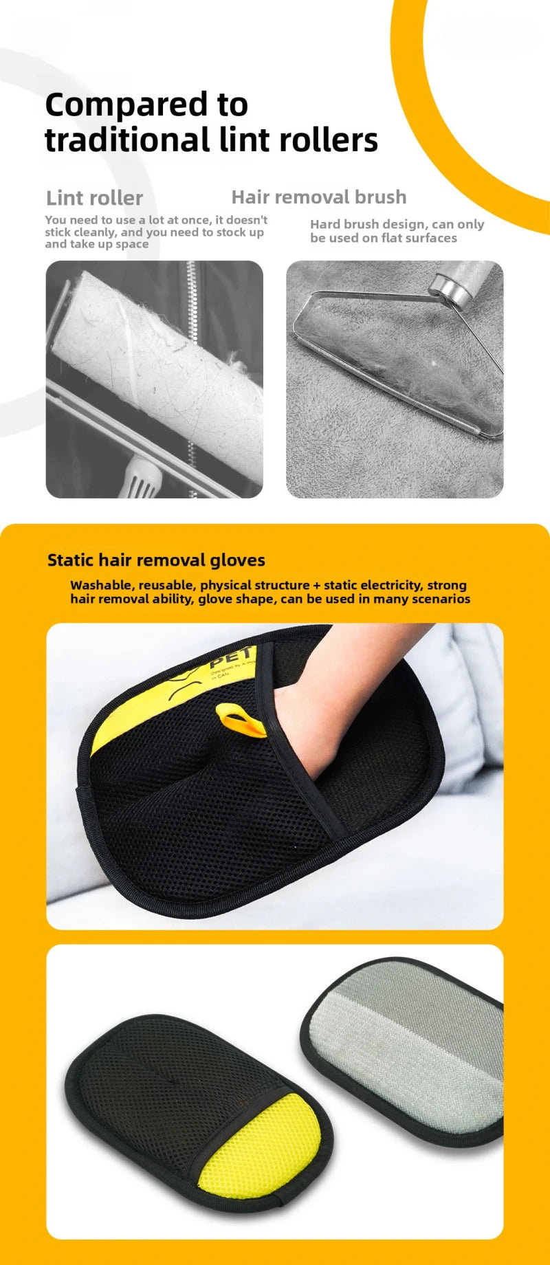 Pet Hair Removal Grooming Gloves