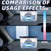 Comparison of usage effects showing an interior dehumidifier before and after use.