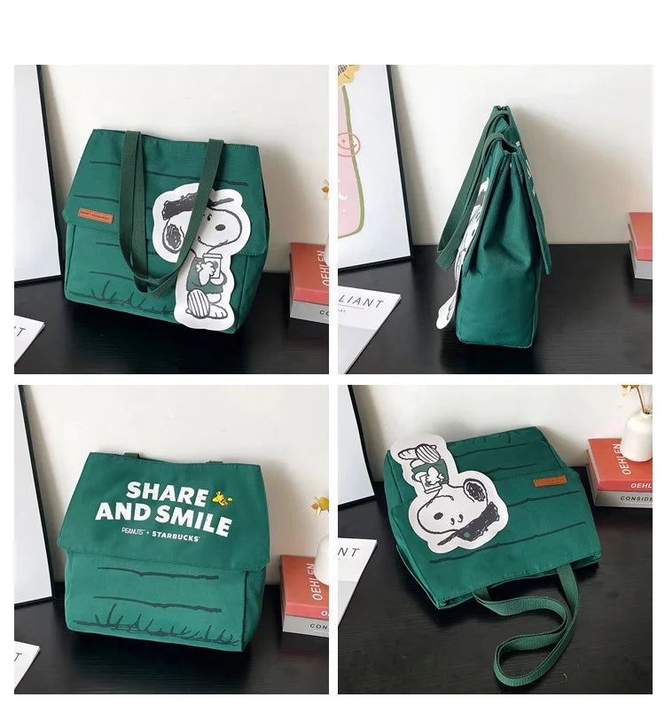 Snoopy Canvas Tote Bag with Crossbody Strap