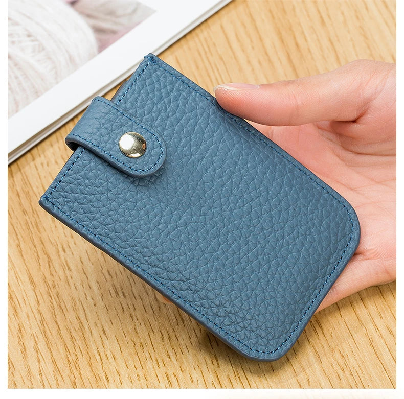 Slim Leather Card Holder with Quick-Access Pull Tab