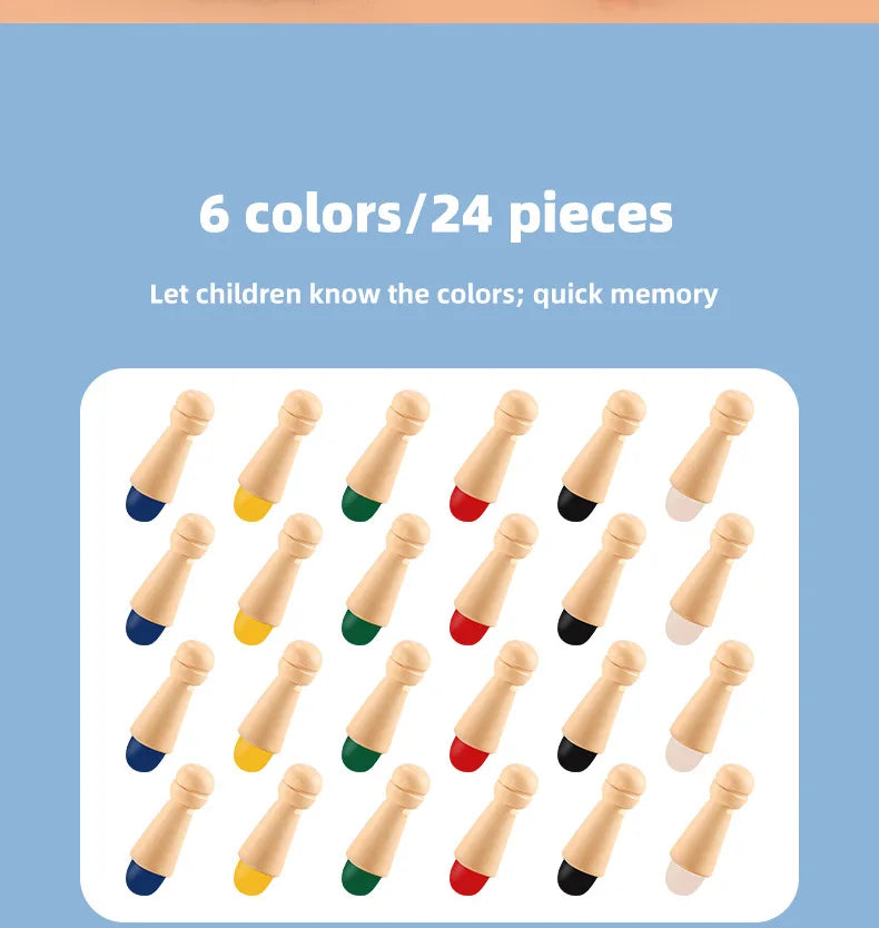 Wooden Memory Match Stick Chess Game – Montessori Color Matching Board Game