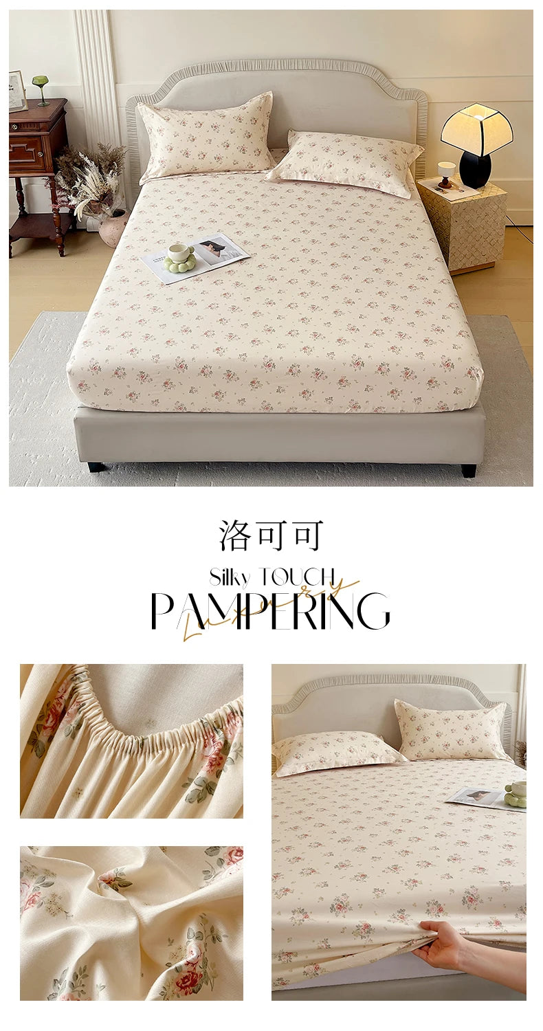 Floral 100% Cotton Fitted Sheet with Elastic Edges