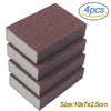 Four brown heavy-duty emery sponges stacked, measuring 10x7x2.5cm.