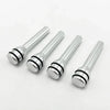 Four silver aluminum alloy car door lock pins with threaded ends.