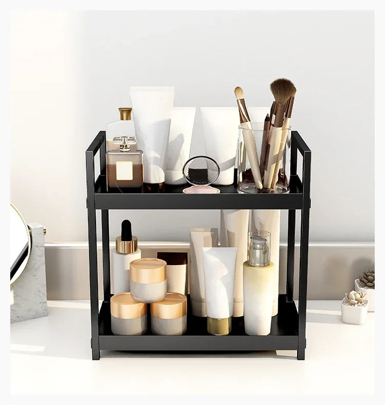 2-Tier Metal Desktop Organizer Rack for Cosmetics, Office Supplies & Bathroom Essentials