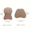 A beige memory foam lumbar support and neck pillow set shown in two views with dimensions.