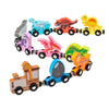 Montessori Magnetic Wooden Train Set with Animal & Vehicle Carriages