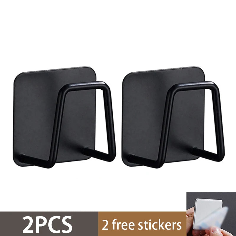 Two black stainless steel sponge holders or kitchen sink racks shown side by side.