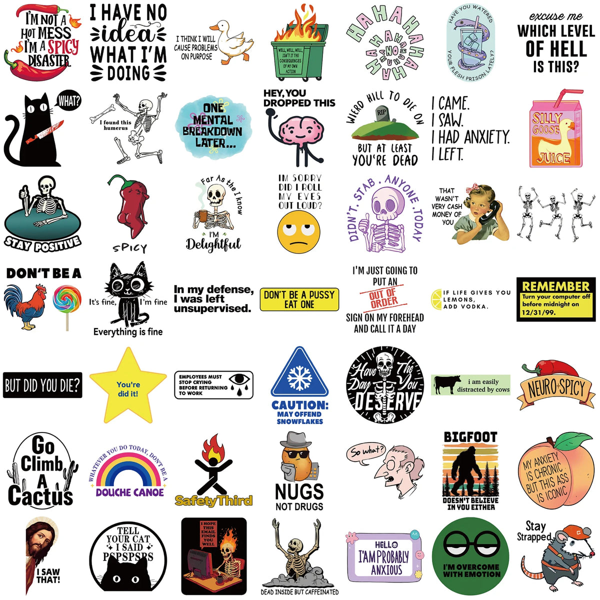 Snarky Meme Sticker Pack – Fun Vinyl Decals for Laptops, Water Bottles & More