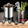Deep Fryer Pot, 3.2 Qt, Stainless Steel with Basket and Glass Lid