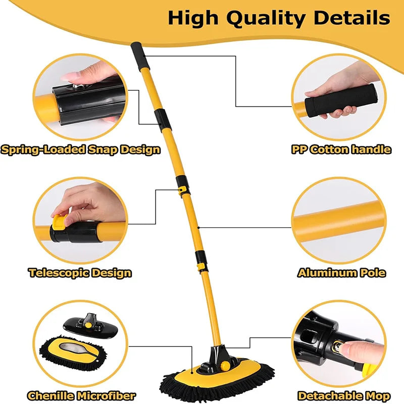 Telescoping Car Wash Mop with Soft Chenille Brush Head