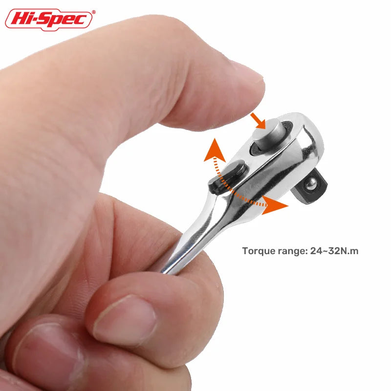 Compact Double-Ended Ratchet Wrench with Quick-Release Sockets