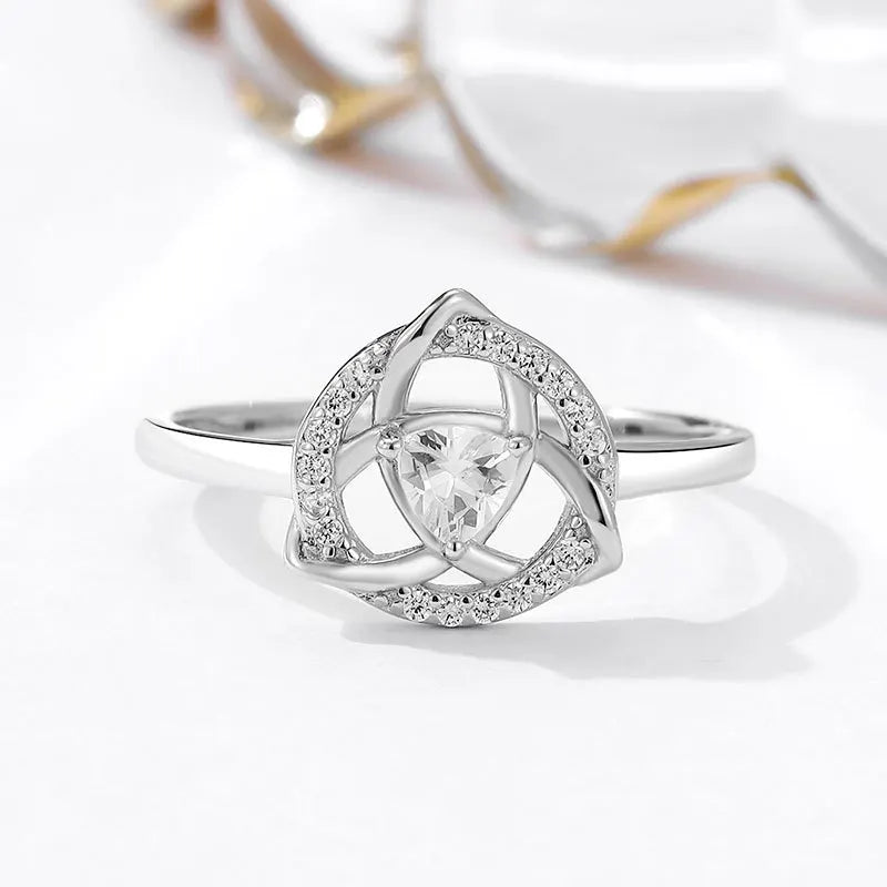 Triquetra Trinity Knot Ring with Cubic Zirconia