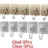 Five sets of clear and gold self-adhesive rotating wall hooks for storage