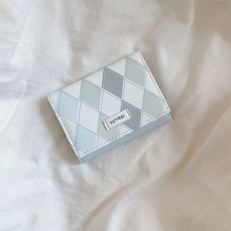 Minimalist PU Leather Argyle Wallet