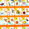 A grid of colorful animal pictures in Spanish and English for toddlers learning.