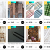 Various wood grain peel and stick wallpapers in different shades and textures.