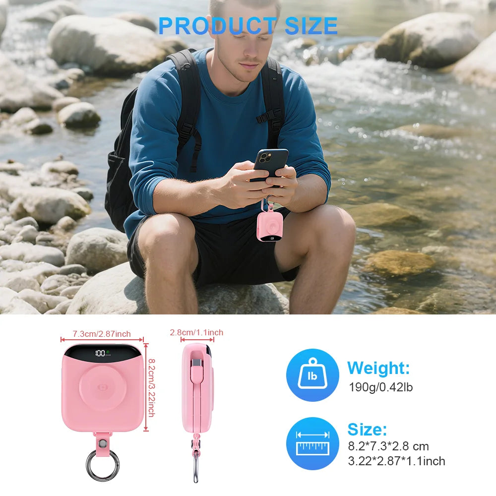 4-in-1 Fast Charging Power Bank with Built-In Cables and LED Display