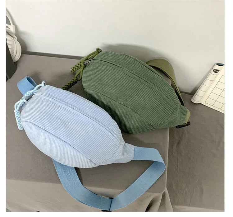 Corduroy Waist Pack for Women – Versatile Crossbody & Shoulder Bag