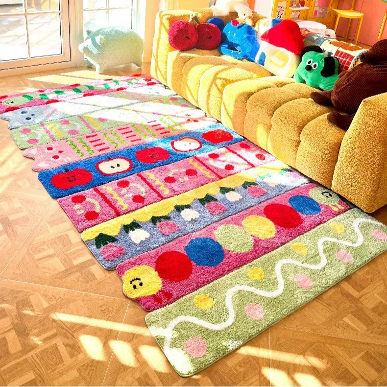 Alfombra de Área con Diseño de Dibujos Animados y Base Antideslizante