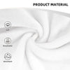 Close-up of a white plush throw blanket showing features like softness, breathability, and absorbency.