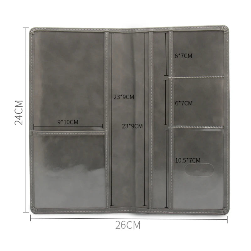 Premium PU Leather Car Document Organizer with Card Slots