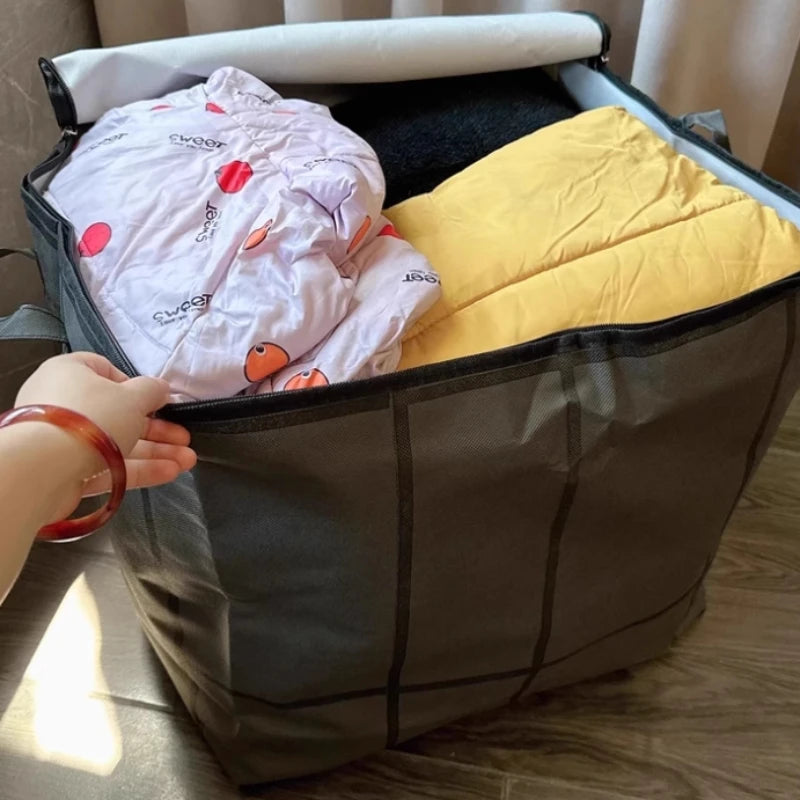 Large Capacity Fabric Storage Bag with Zipper and Handles