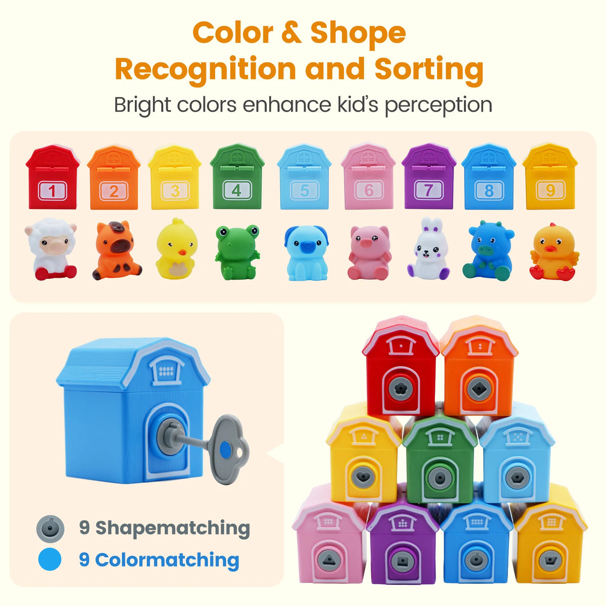 Farm Animal Counting Train with Lockable Barns