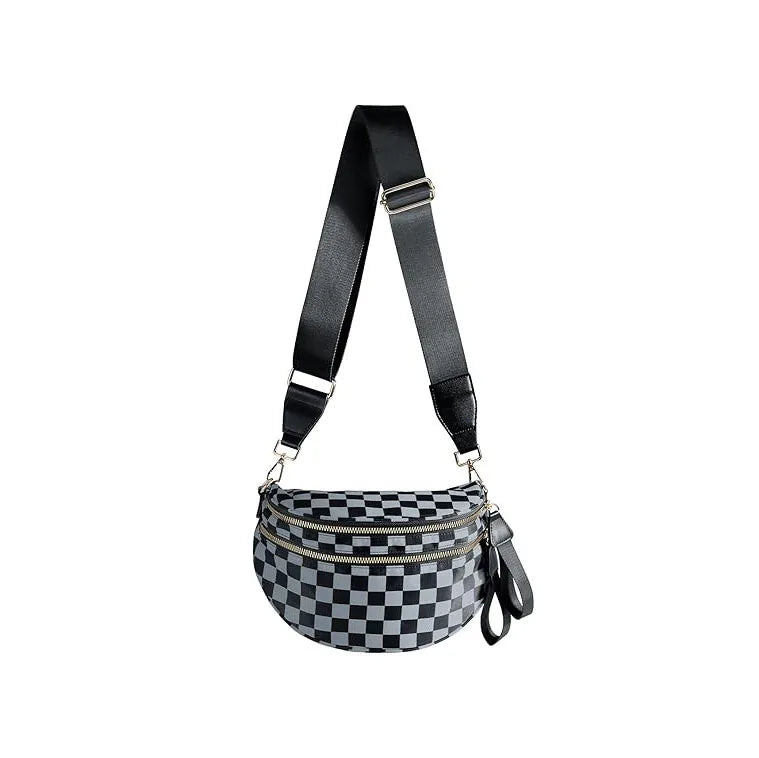 Women's Checkered Multi-Function Crossbody Waist Bag