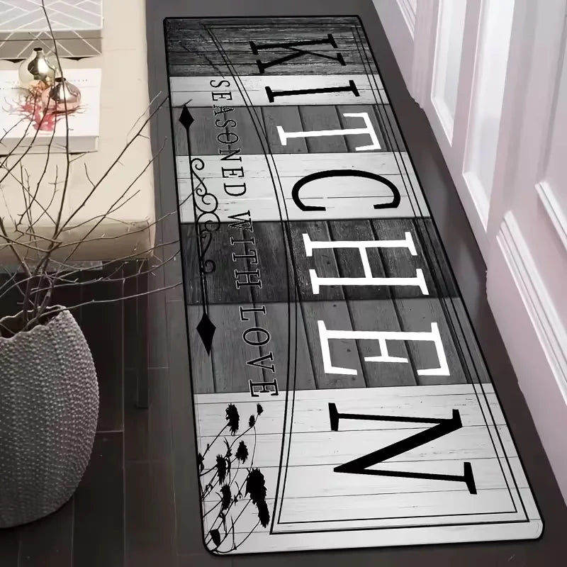 Soft Floral Non-Slip Runner Mat for Kitchen, Entryway & Bathroom