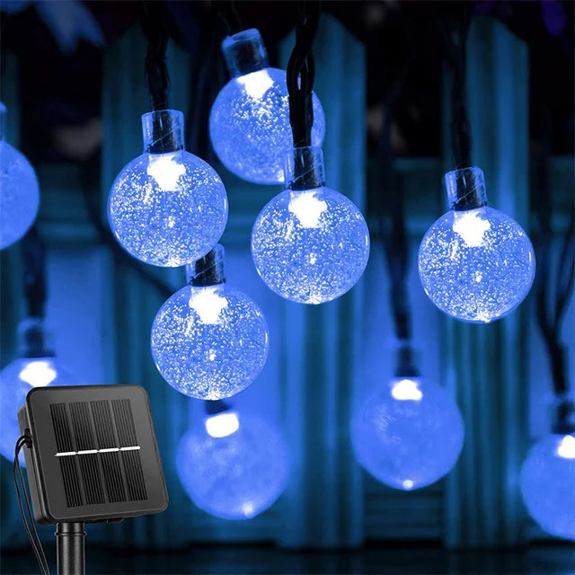 Solar-Powered Crystal Globe String Lights