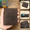 Men's Leather Wallet with Compass Pattern and RFID Protection