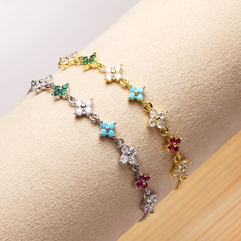 Delicate Clover Bracelet with Cubic Zirconia