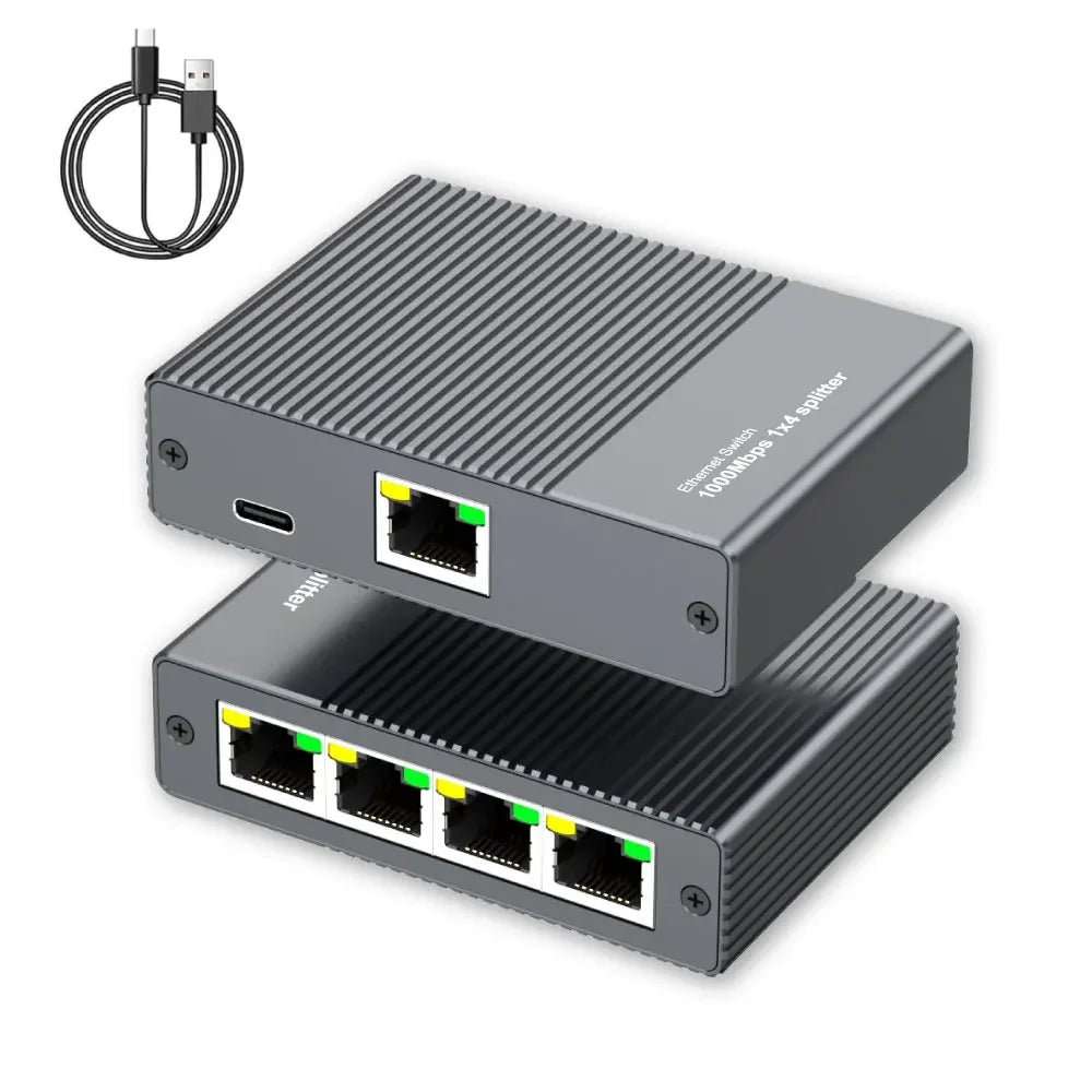 Gigabit Ethernet Splitter 1 to 4 Port Network Switch Hub