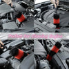 Close-up shots of a long reach soft bristle wheel cleaning brush being used to clean an engine component.