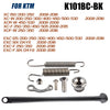 KTM side stand kit with ABS foot featuring a metal rod and various hardware components.