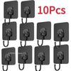 Ten black self-adhesive rotating wall hooks for storage in kitchens, bathrooms, and entryways