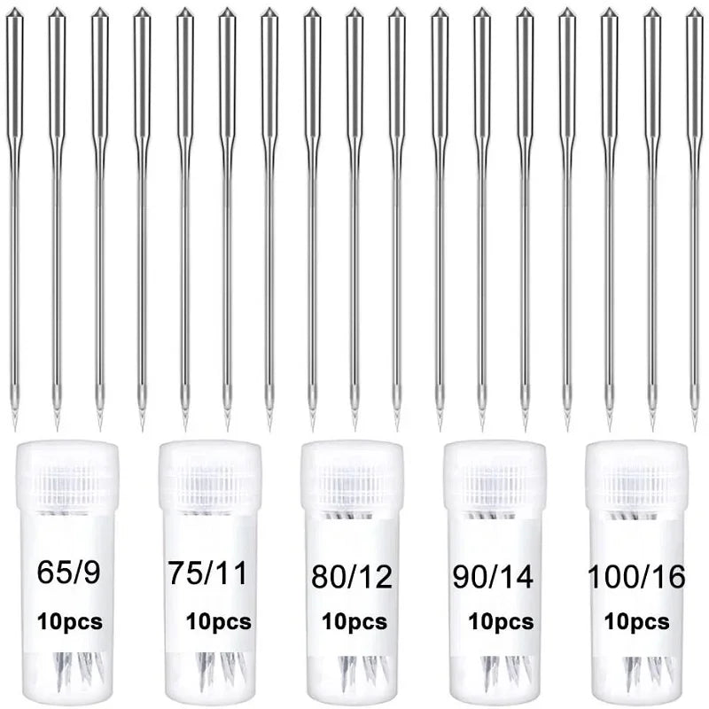 Universal Sewing Machine Needles - 50 Pack, Multi-Size for Singer & Brother