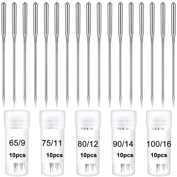 Universal Sewing Machine Needles - 50 Pack, Multi-Size for Singer & Brother