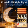 Crystal LED moon night light with touch dimming and adjustable brightness featuring Type-C charging.