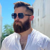 Retro Square Half-Frame Metal Sunglasses