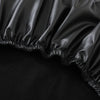 Black waterproof PU stretch bench cover with an elastic edge shown in a close-up view.