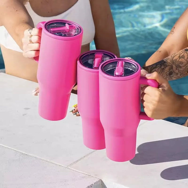 40 oz Insulated Tumbler with Handle and Straw
