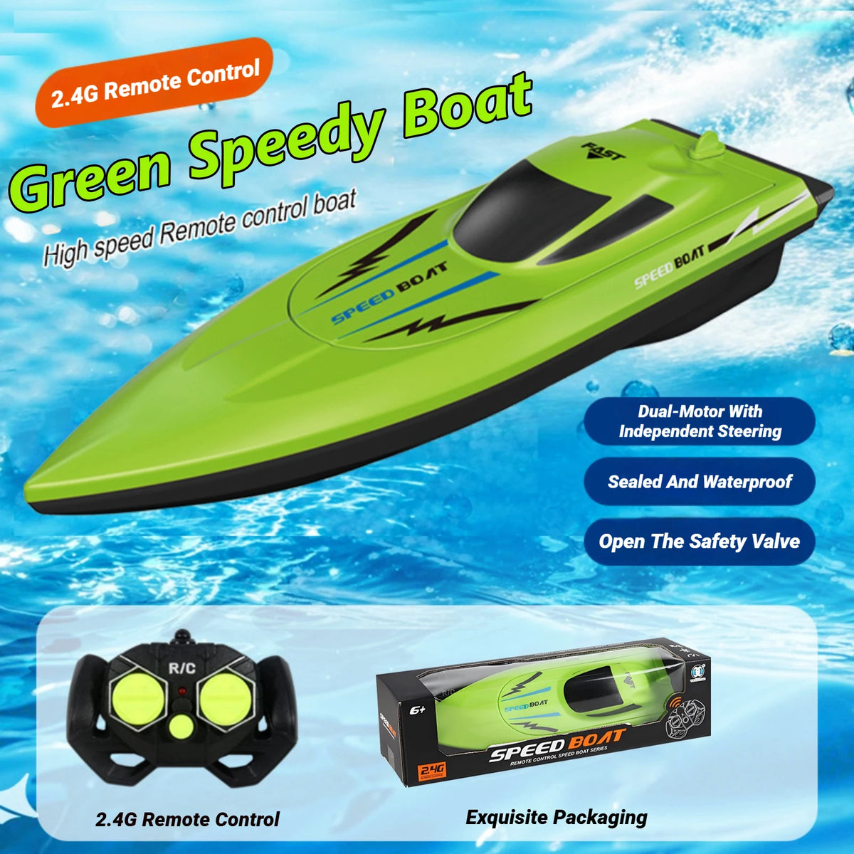High-Speed Remote Control Boat with Dual Propellers