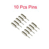 Ten metal pins or pins are displayed, suggesting a kit for removing watch band links.