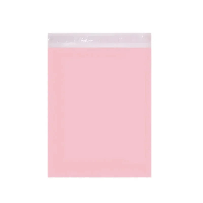 A clear pink self-adhesive waterproof mailing bag for secure shipping.