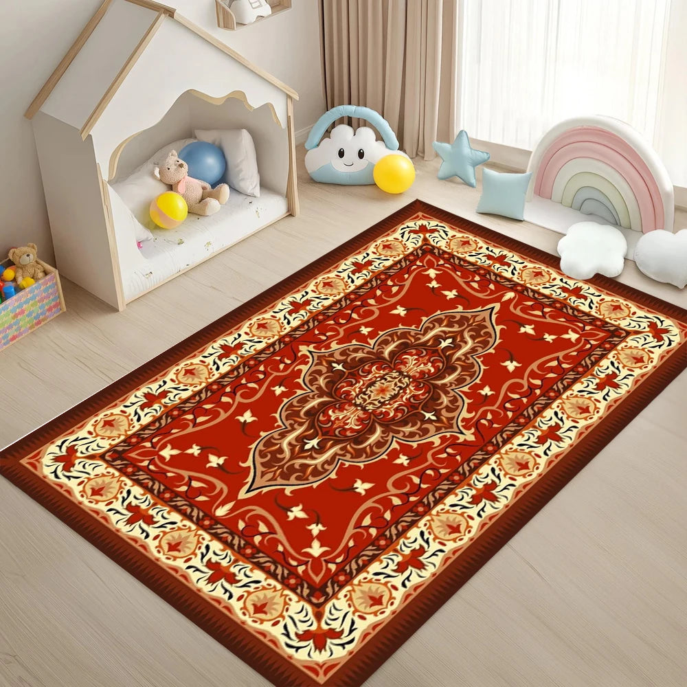 Bohemian Persian-Style Area Rug – Soft, Non-Slip Floor Mat for Living Room & Bedroom