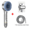 A handheld shower head assembly including a shower head, mounting bracket, and a 1.5m stainless steel hose.