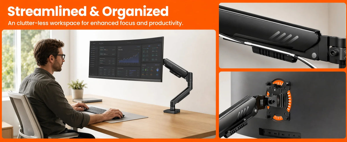 Fully Adjustable Single Monitor Arm for 13–34 Inch Screens
